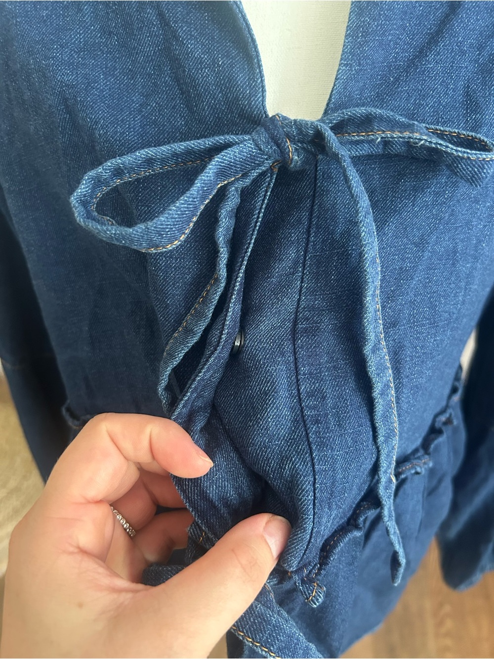 VELVET HEART Denim Tie-Front Blouse - Picture 4 of 8